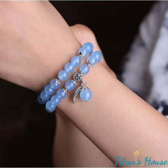 Chuỗi - vòng tay mã não Chalcedony kết hợp Charm bạc 925 - Titan's House - C002T