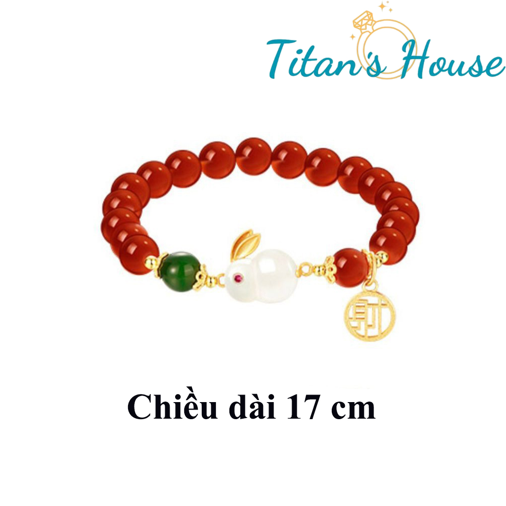 Chuỗi - vòng tay đá Mã Não đỏ kết hợp Charm Thỏ Ngọc - Titan's House - C004T