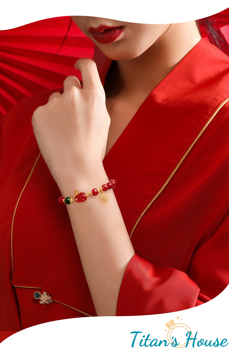 Chuỗi - vòng tay đá Mã Não đỏ kết hợp Charm Thỏ Ngọc - Titan's House - C004T