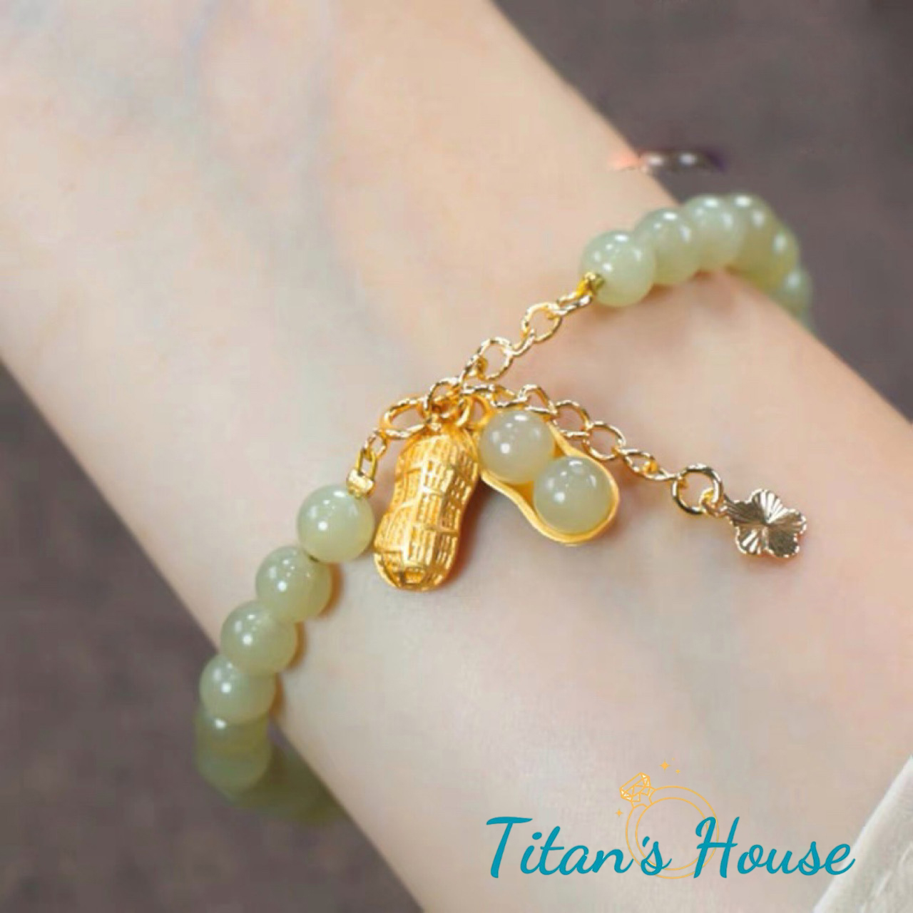  Chuỗi - vòng tay đá Jade kết hợp Charm bạc hạt đậu phong thuỷ - Titan's House - C012T