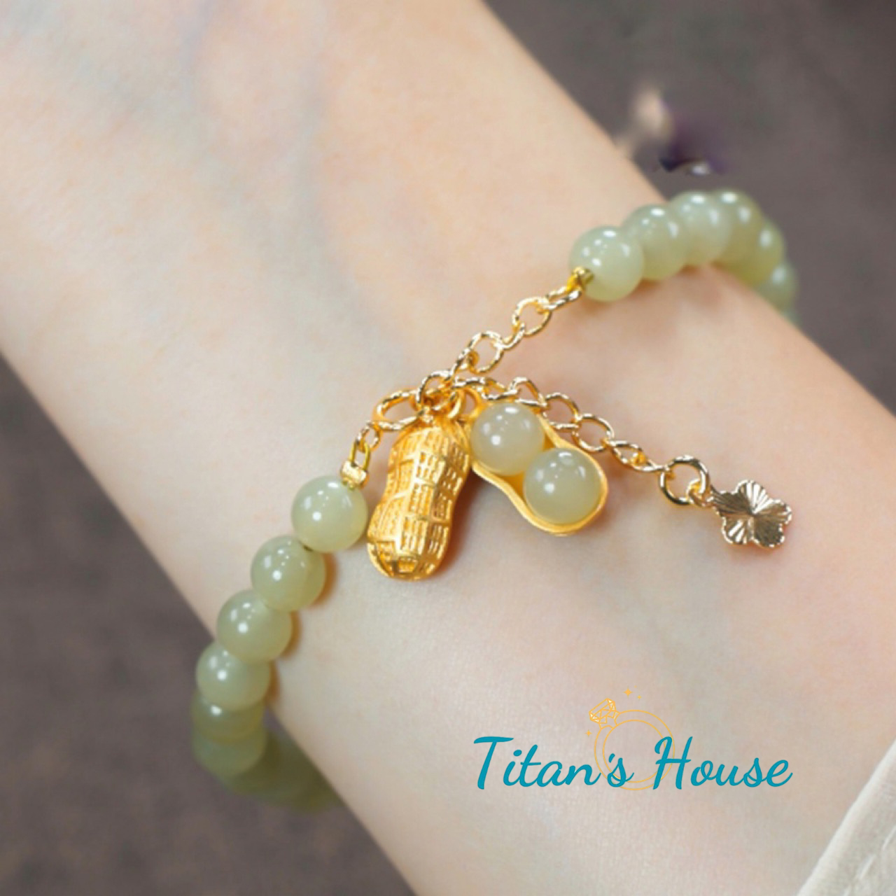  Chuỗi - vòng tay đá Jade kết hợp Charm bạc hạt đậu phong thuỷ - Titan's House - C012T