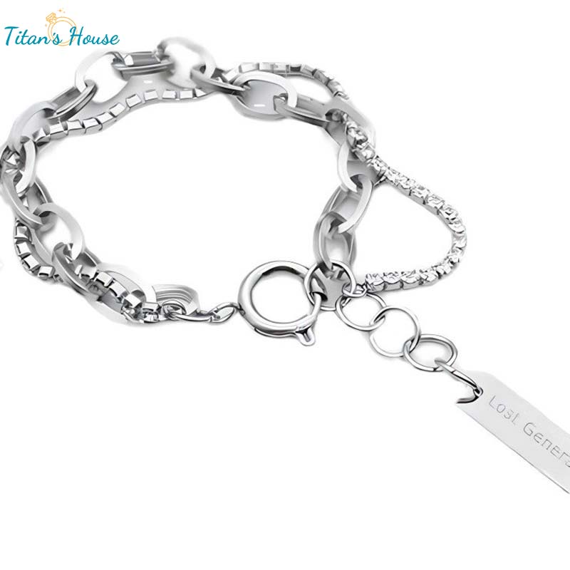  Lắc tay nam Titan với khoá tròn đính đá Zircon cao cấp - Titan's House - LT005T