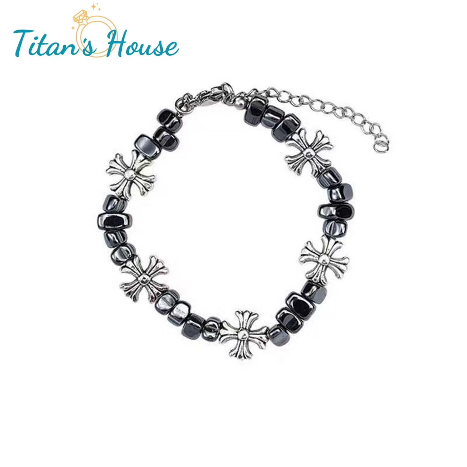  Lắc tay nam Thép Titan biểu tượng chữ thập la mã - Titan's House - LT010T
