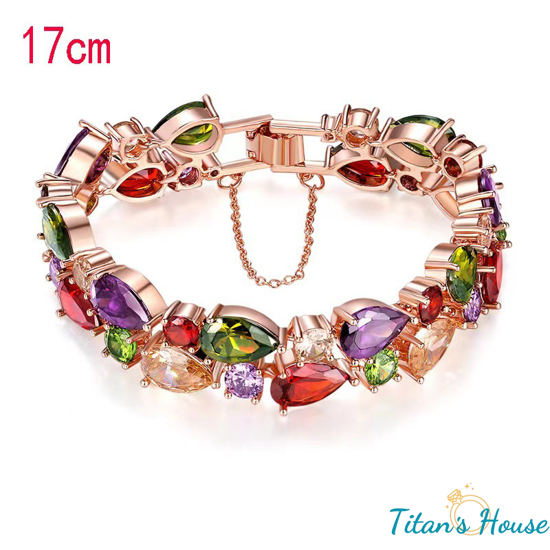 Lắc tay đá Zircon nhiều màu bằng titan - Titan's House - LT026T