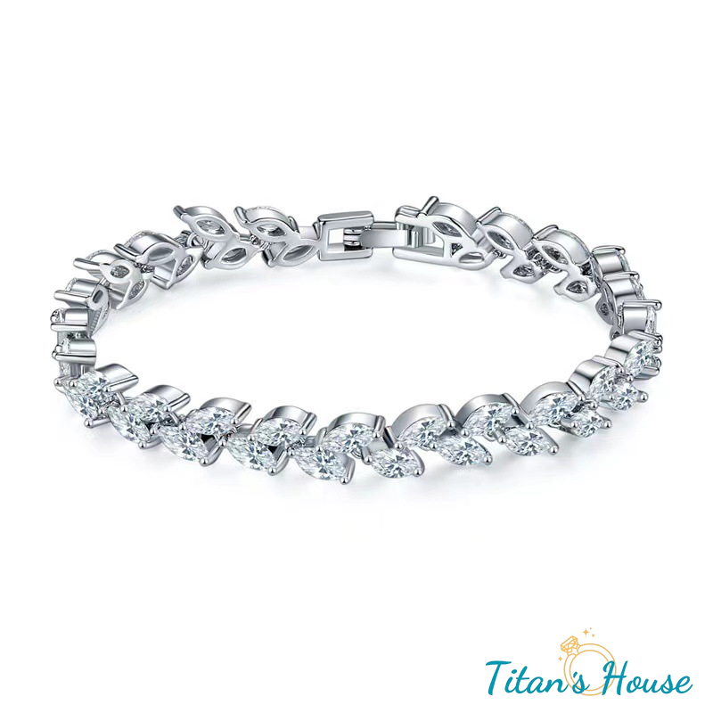 Lắc tay titan đính đá Zircon hình hạt gạo - Titan's House - LT029T