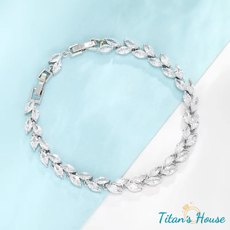 Lắc tay titan đính đá Zircon hình hạt gạo - Titan's House - LT029T