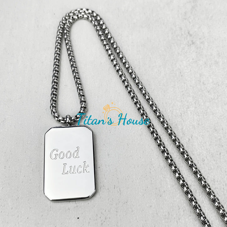 Dây Chuyền Titan dành cho Nam  kèm mặt dây "Good Luck" - Titan's House - DM005T