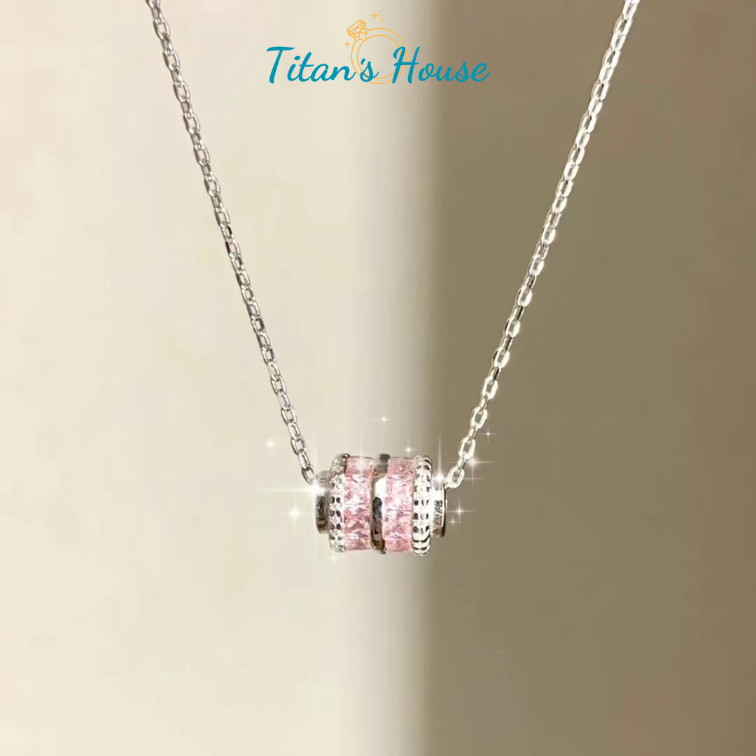 Dây chuyền có mặt đá hình trụ đá Zircon hồng - Titan's House - DM006T