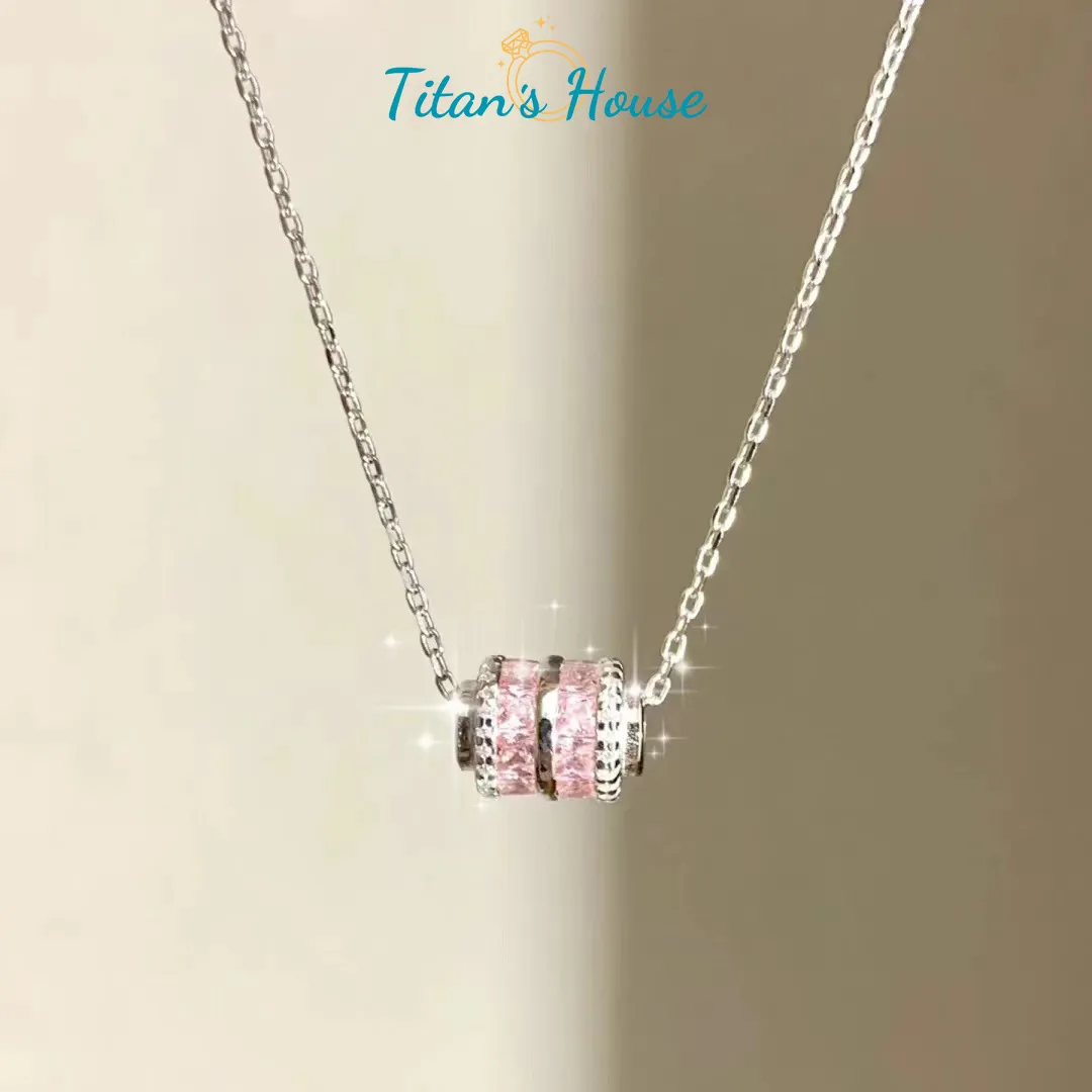 Dây chuyền có mặt đá hình trụ đá Zircon hồng - Titan's House - DM006T