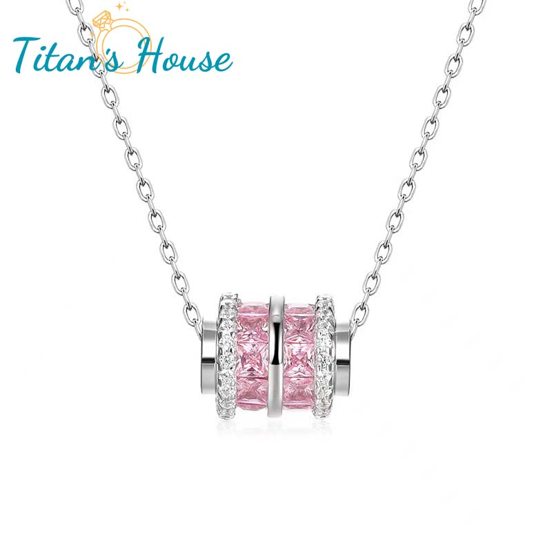 Dây chuyền có mặt đá hình trụ đá Zircon hồng - Titan's House - DM006T