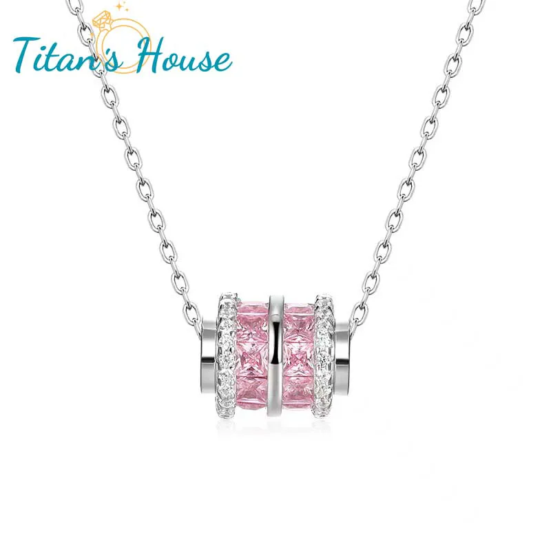 Dây chuyền có mặt đá hình trụ đá Zircon hồng - Titan's House - DM006T