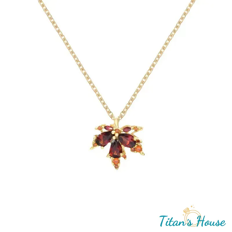 Dây mặt lá phong đính đá Zircon - Titan - Titan's House - DM010T