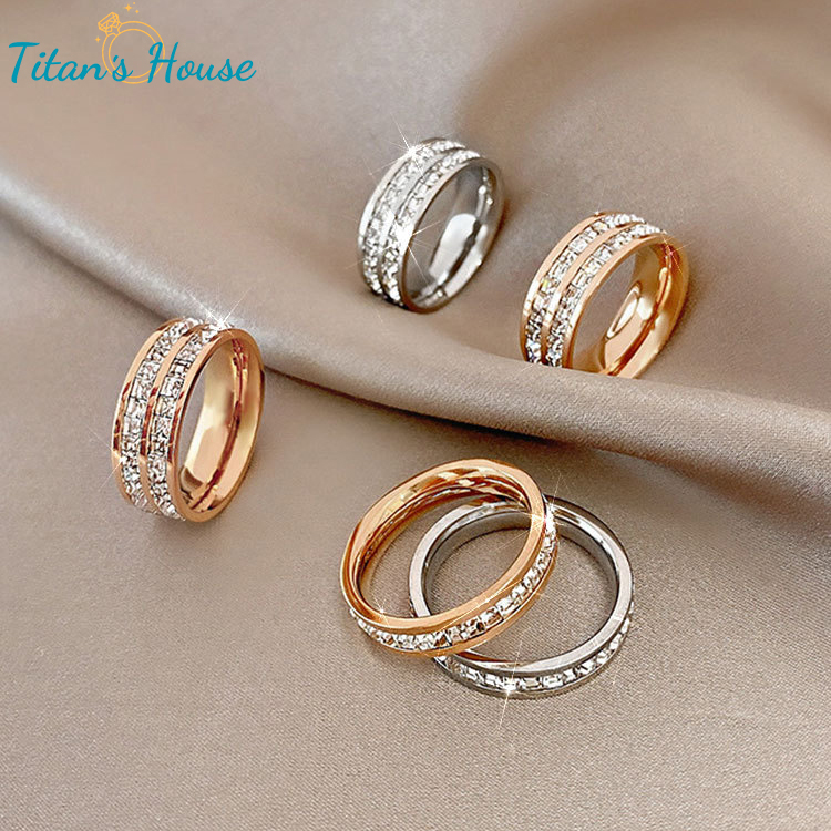 Nhẫn lùa đá Zircon đơn chất liệu Titan - Titan's House - N007T