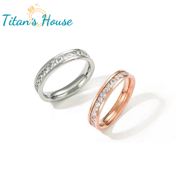 Nhẫn lùa đá Zircon đơn chất liệu Titan - Titan's House - N007T