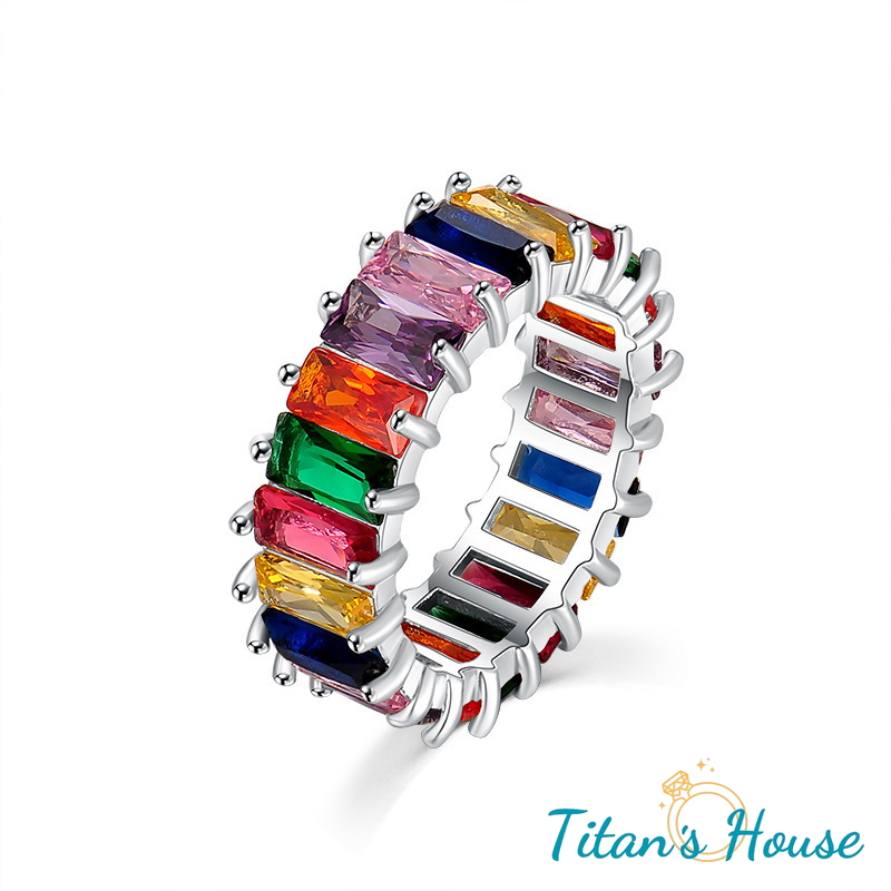 Nhẫn Unisex đá Zircon lùa 7 màu - Titan's House - N014T	