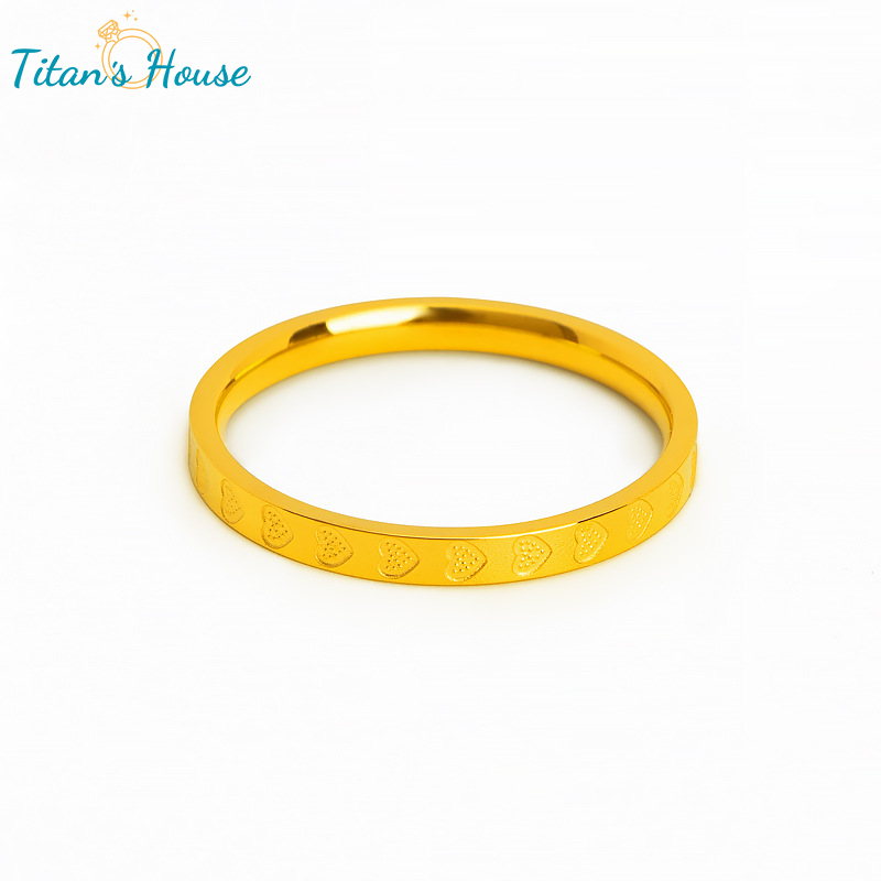 Nhẫn Titan unisex Biểu tượng trái tim màu vàng - Titan's House - N001T