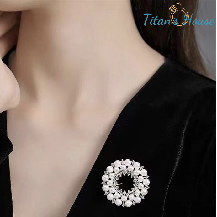  Trâm cài áo cao cấp vòng tròn ngọc ốc - Titan's House - TC029T