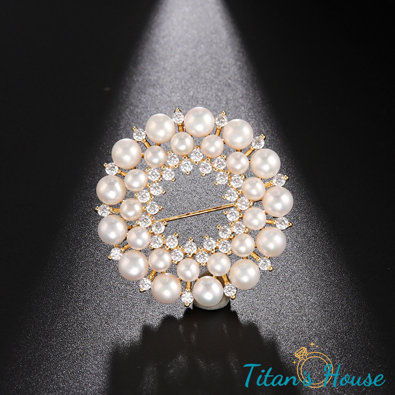  Trâm cài áo cao cấp vòng tròn ngọc ốc - Titan's House - TC029T