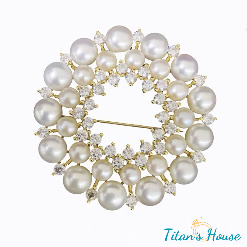  Trâm cài áo cao cấp vòng tròn ngọc ốc - Titan's House - TC029T