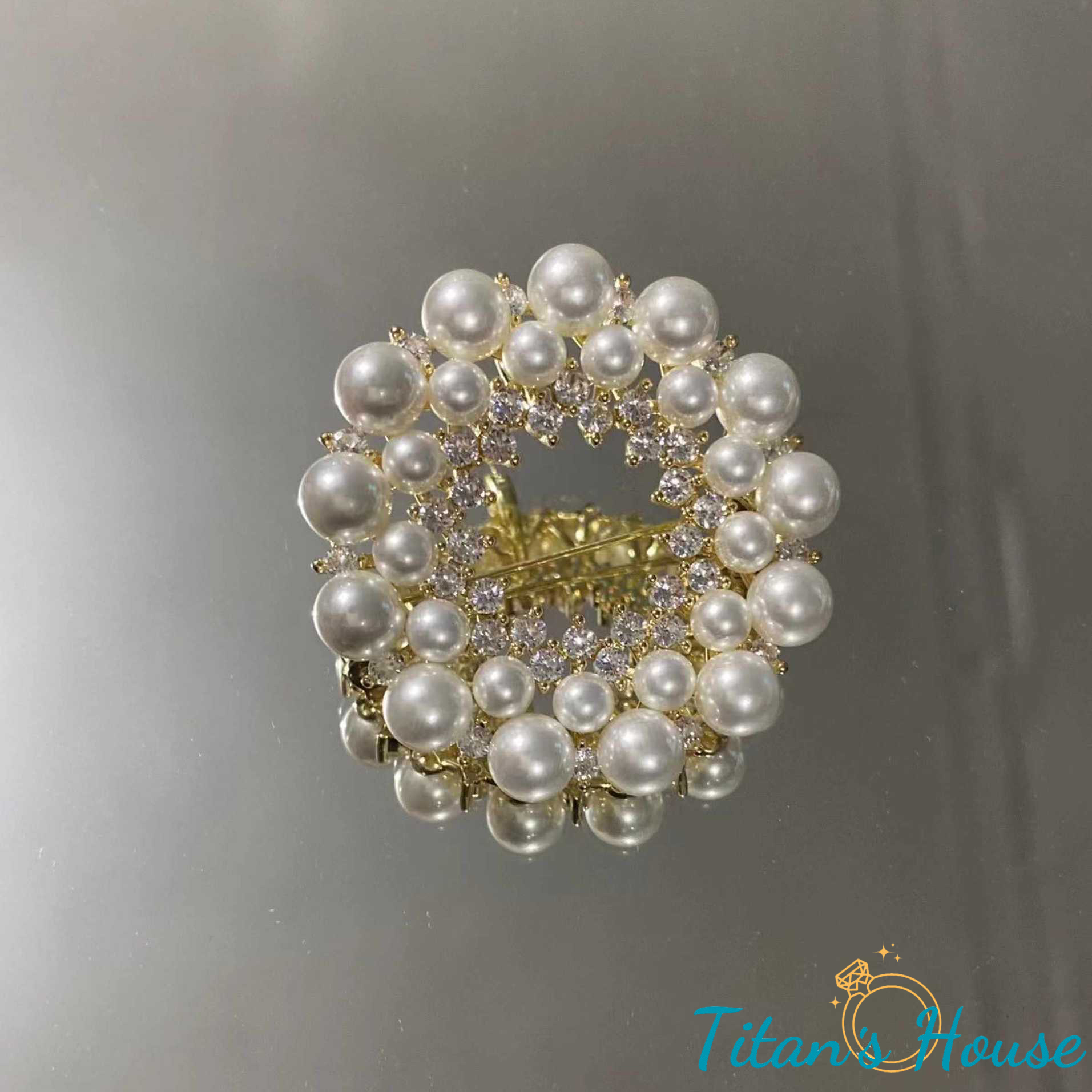  Trâm cài áo cao cấp vòng tròn ngọc ốc - Titan's House - TC029T