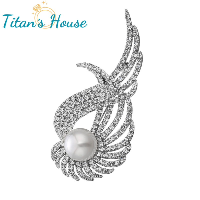 Trâm cài áo cao cấp đôi cánh thiên thần đính ngọc ốc- Titan's House - TC032T